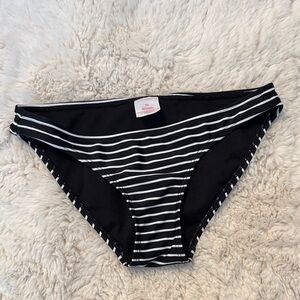 Aerie Black and White Striped Bikini Bottom